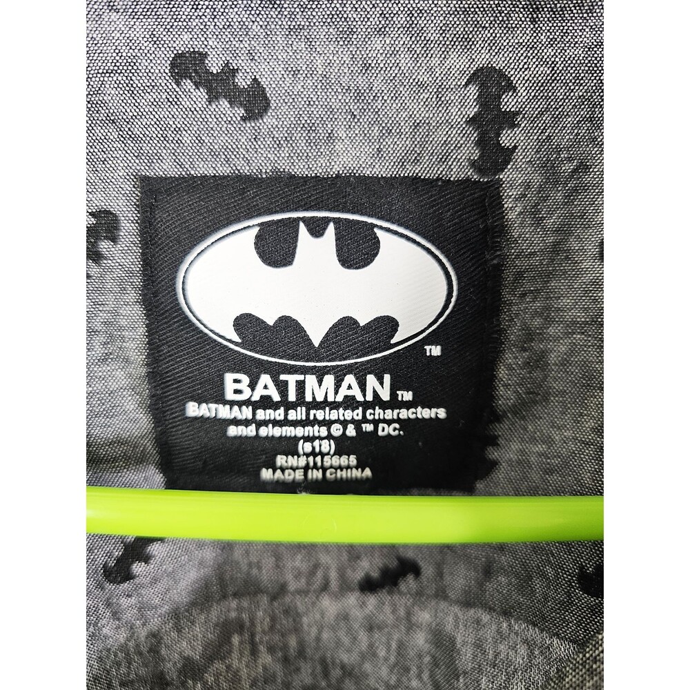 Batman Logo XXL Short Sleeve Gray Button Down Shirt DC Comics - Picture 3 of 3